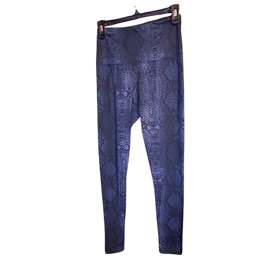 Navy Blue Snakeskin High Waisted‎ Athletic Leggings Python Print Yoga Pants